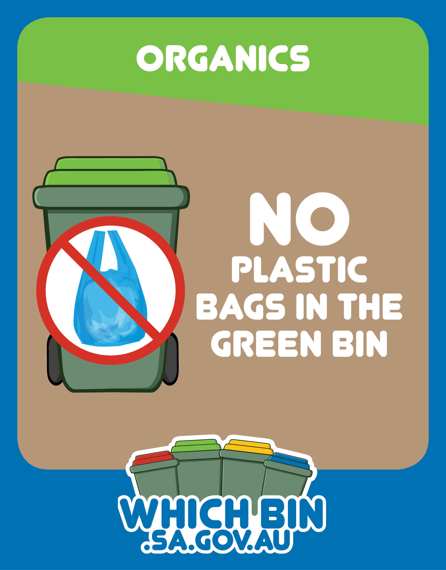 Plastic is not fantastic in the green bin.