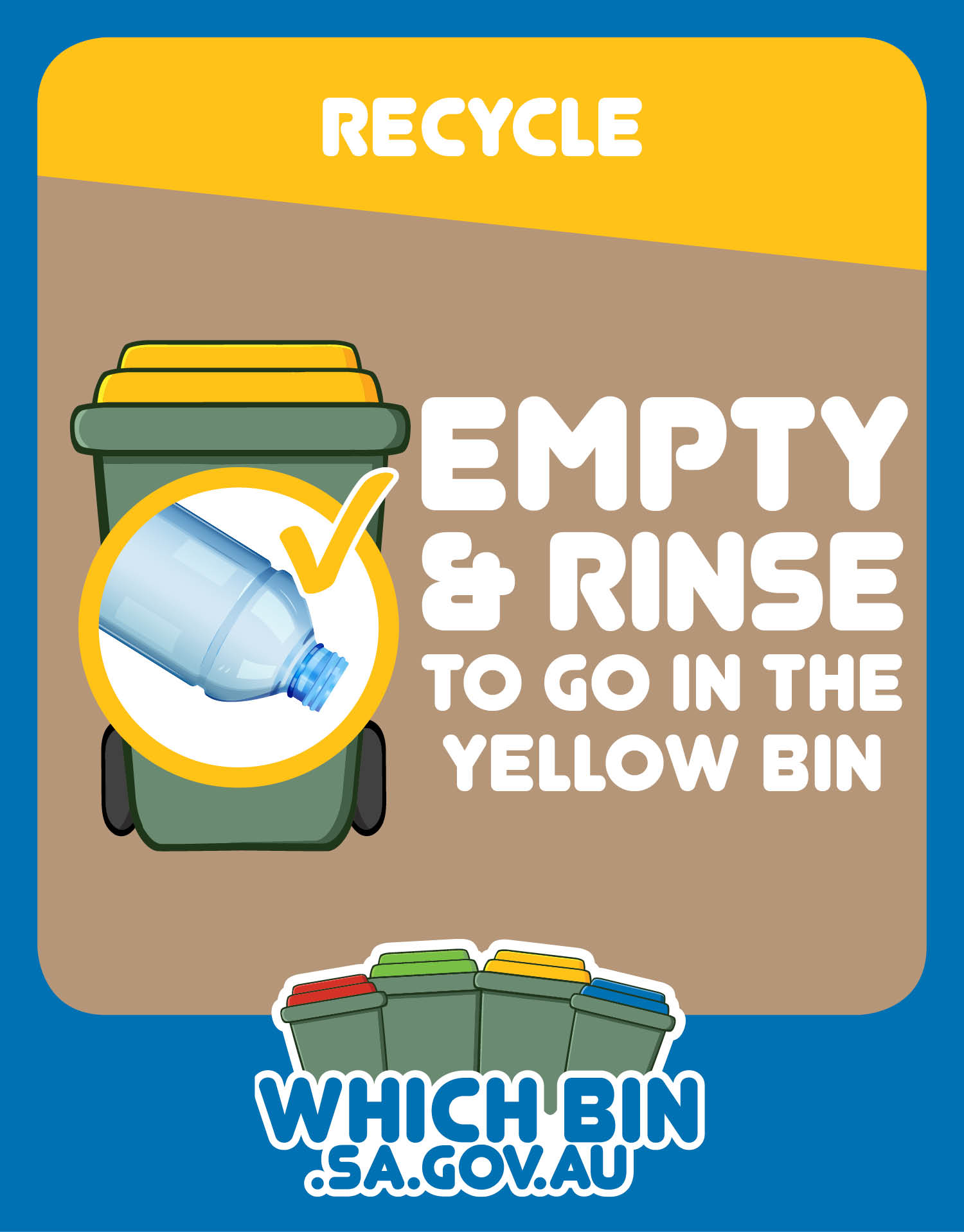 Empty & rinse, then recycle Which Bin SA